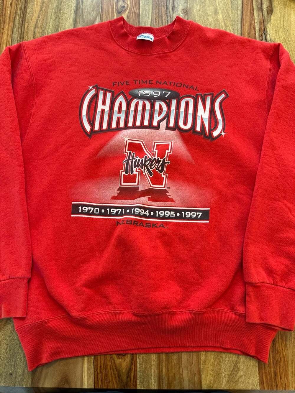 Vintage 1997 Nebraska Huskers 5x National Champions Crewneck